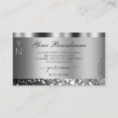 Elegant Silver Sparging Glitter Monogram Modern Visitekaartje (Achterkant)