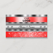 Elegant Silver Sparging Ruby Red Glitter Voeg Logo Visitekaartje (Voorkant)
