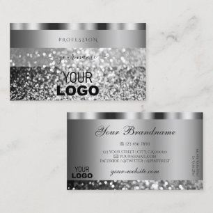 Elegant Silver Sparking Glitter met Logo Moderne Visitekaartje