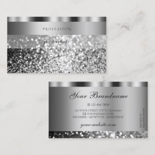 Elegant Silver Sparking Glitter Modern Shimmery Visitekaartje
