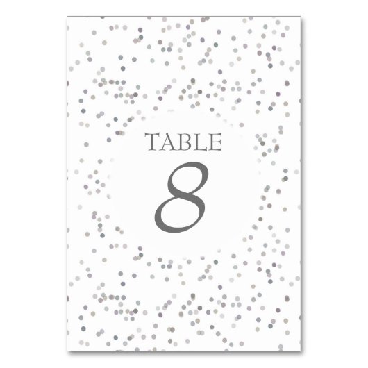 Elégant Silver Stardust Confetti Numéro de table (Dos)