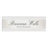 Elegant Silver Striped Personeel Naam Naambadge (Voorkant)