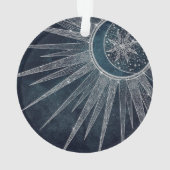 Elégant Silver Sun Moon Doodle Mandala Blue Design (dos)