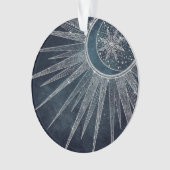 Elégant Silver Sun Moon Doodle Mandala Blue Design (devant)