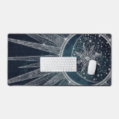 Elégant Silver Sun Moon Doodle Mandala Blue Design (Clavier et souris)