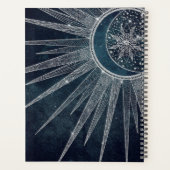 Elégant Silver Sun Moon Doodle Mandala Blue Design (Dos)