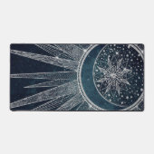 Elegant Silver Sun Moon Doodle Mandala Blue Design Bureaumat (Voorkant)