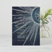 Elegant Silver Sun Moon Doodle Mandala Blue Design Kaart (Staand voorkant)