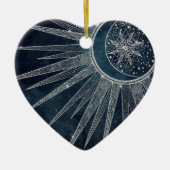 Elegant Silver Sun Moon Doodle Mandala Blue Design Keramisch Ornament (Voorkant)