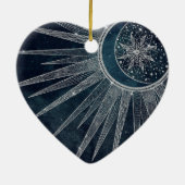 Elegant Silver Sun Moon Doodle Mandala Blue Design Keramisch Ornament (Achterkant)