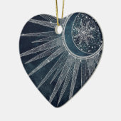 Elegant Silver Sun Moon Doodle Mandala Blue Design Keramisch Ornament (Links)