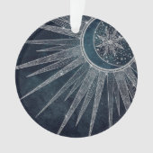 Elegant Silver Sun Moon Doodle Mandala Blue Design Ornament (voorkant)