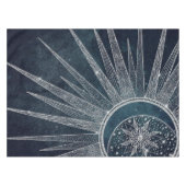 Elegant Silver Sun Moon Doodle Mandala Blue Design Tafelkleed (Voorkant (Horizontaal))
