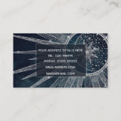 Elegant Silver Sun Moon Doodle Mandala Blue Design Visitekaartje (Achterkant)