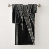 Elegant Silver Sun Moon Mandala Black Design Bad Handdoek (Insitu)
