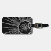 Elegant Silver Sun Moon Mandala Black Design Bagagelabel (Voorkant horizontaal)