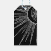 Elegant Silver Sun Moon Mandala Black Design Cadeaulabel (Achterkant)