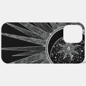 Elegant Silver Sun Moon Mandala Black Design Case-Mate iPhone Case (Achterkant (horizontaal))