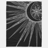Elegant Silver Sun Moon Mandala Black Design Fleece Deken (Voorkant)
