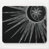 Elegant Silver Sun Moon Mandala Black Design Muismat (Voorkant)