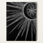 Elegant Silver Sun Moon Mandala Black Design Planner (Achterkant)