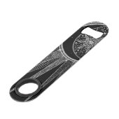 Elegant Silver Sun Moon Mandala Black Design Speed Flessenopener (Voorkant Gekanteld)