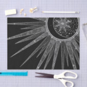 Elegant Silver Sun Moon Mandala Black Design Tissuepapier (Craft)