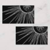 Elegant Silver Sun Moon Mandala Black Design Visitekaartje (Voorkant / Achterkant)