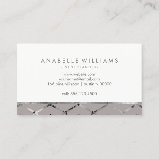 Elegant Silver Texture Visitekaartje (Achterkant)