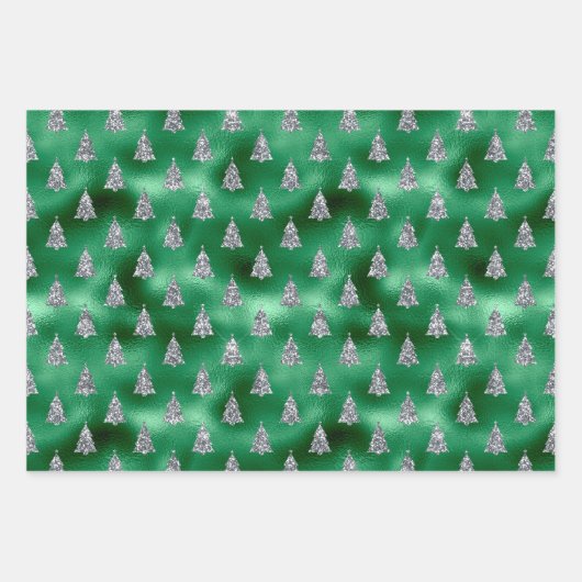 Elegant Silver Trees Kerstmis Inpakpapier Vel (Voorkant 3)