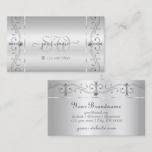 Elegant Silver  vierkant juwelen monogram Visitekaartje
