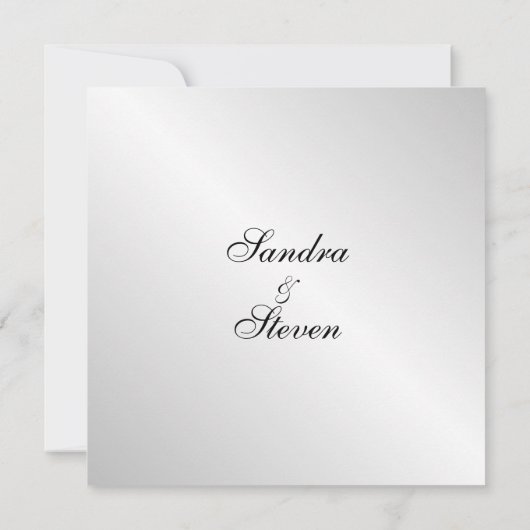 Elegant Silver Wedding Invitations Kaart (Achterkant)