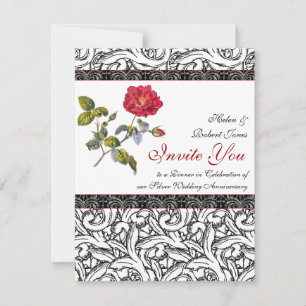 Elegant Silver Wedding Jubileum Uitnodiging
