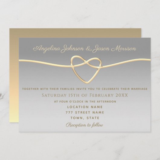 Elegant Silver Wedding Kaart (Voorkant / Achterkant)