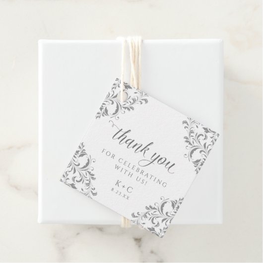 Elegant Silver Wedding Luxury  Favor Kaarten Bedankjes Labels (In situ)