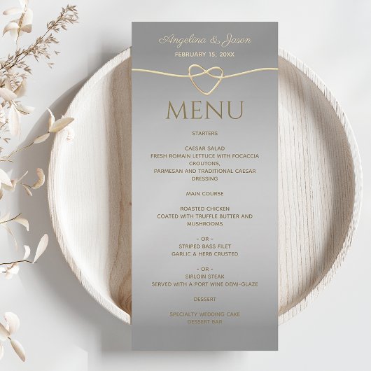 Elegant Silver Wedding Menu