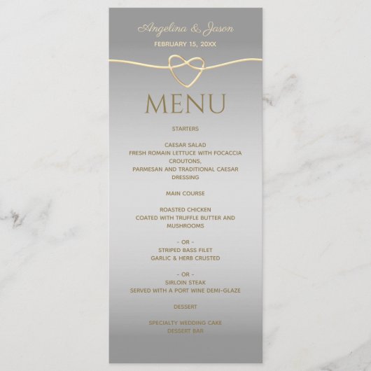 Elegant Silver Wedding Menu (Voorkant)