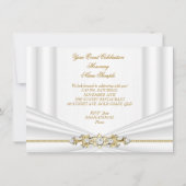 Elegant Silver White Gold Birthday Kaart (Achterkant)