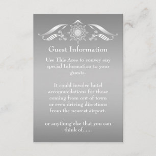 Elegant Silver White Guest-informatiekaart Informatiekaartje