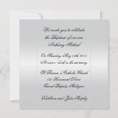 Elegant Silver White Satin Cross Baptisme Kaart (Achterkant)