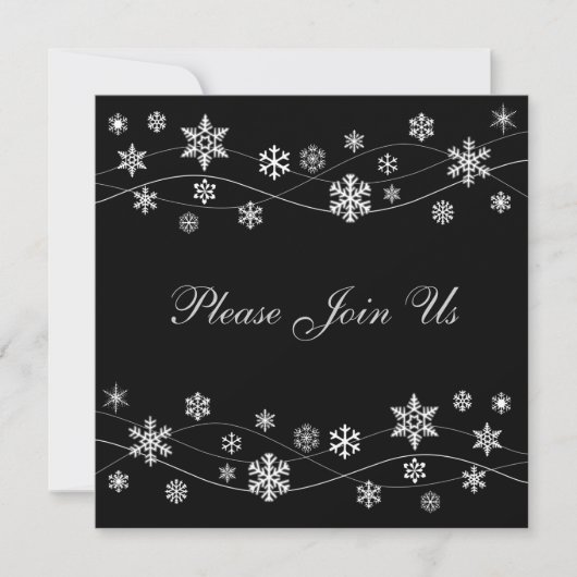 Élégant Silver White Snowflakes Invitations (Devant)