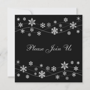 Élégant Silver White Snowflakes Invitations