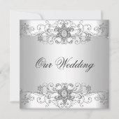 Elegant Silver White Wedding Invitation Kaart (Voorkant)