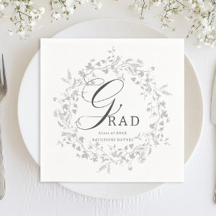 Elegant Silver Wildflower Wreath Afstuderen Servet
