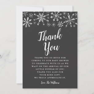 Elegant Silver Winter Wonderland Baby shower Bedankkaart