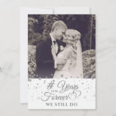 Elegant Silver YARS IN FOREVER Vow Renewal Invi Kaart (Voorkant)