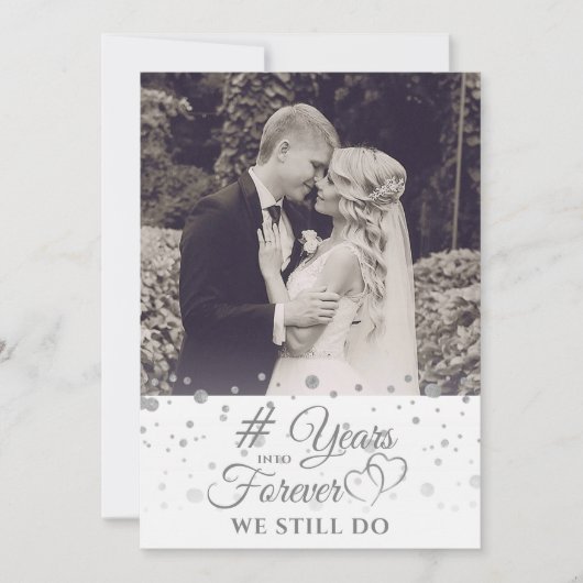 Elegant Silver YARS IN FOREVER Vow Renewal Invi Kaart (Voorkant)