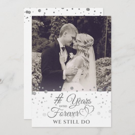 Elegant Silver YARS IN FOREVER Vow Renewal Invi Kaart (Voorkant / Achterkant)