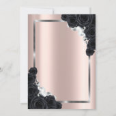 Elegant SilverFrame, zwarte Rozen Quinceañera Kaart (Achterkant)