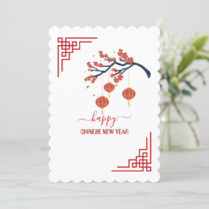 Elegant & Simpel 5" x 7" Gelukkig Chinees Nieuwjaa Feestdagenkaart